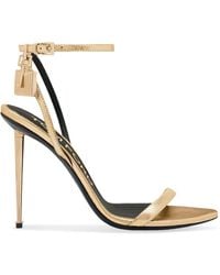Tom Ford - Gold High-heeled Stiletto Sandal In Patent Leather - Lyst