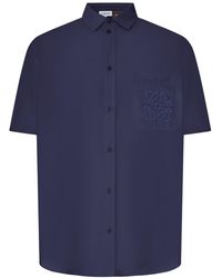 Loewe - Camicia a maniche corte in popeline testurizzato - Lyst