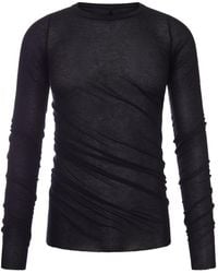Rick Owens - Semi-Transparent Ribbed T-Shirt With Draping - Lyst