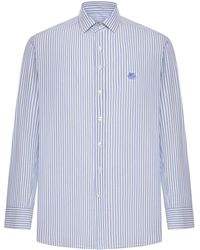 Etro - Striped Seersucker Cotton Shirt - Lyst