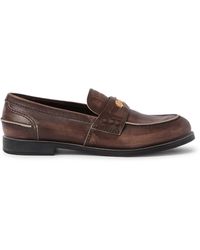 Miu Miu - Vintage Effect Leather Loafers - Lyst
