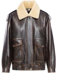 Miu Miu - Lambskin Nappa Jacket With Shearling Collar - Lyst