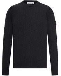Stone Island - Logo Patch Crewneck Sweater - Lyst