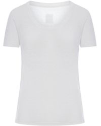 120% Lino - Short-Sleeved T-Shirt With Wide Neckline - Lyst