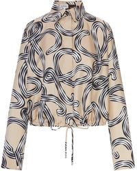 Loewe - X Paula's Ibiza Silk Twill Balloon Shirt With Anagram Print And Drawstring Hem - Lyst