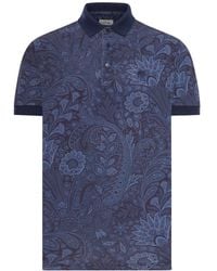 Etro - Polo in piquet di cotone con stampa paisley - Lyst