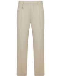 Prada - Cotton Trousers With Enameled Metal Triangle Logo - Lyst