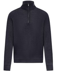 Zanone - Sweater With Half Zip In Wool Flex - Lyst