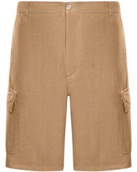 120% Lino - Linen Cargo Bermuda Shorts - Lyst