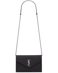 Saint Laurent - Pochette envelope con catena cassandre classica in pelle grain de poudre - Lyst
