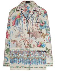 Etro - Twill Shirt With Placed Flora And Fauna Print - Lyst