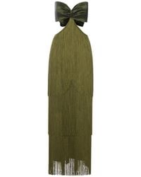 Bless - Long Dress With Fringes And Satin Bow - Lyst