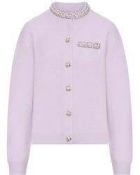 Self-Portrait - Cardigan With Crystal Finishes - Lyst