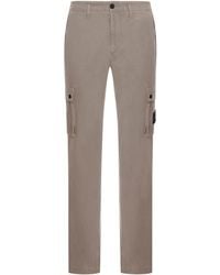Stone Island - Cargo Pants With Logo Patch And Pockets In Stretch Cotton - Lyst