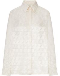 Fendi - Ff Silk Crepe Shirt - Lyst