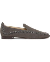 Giorgio Armani - Slip-On Suede Sneakers With Woven Embroidery - Lyst