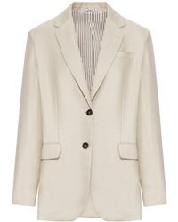 Brunello Cucinelli - Single-Breasted Tailored Linen Jacket - Lyst