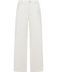 Brunello Cucinelli - Wide Leg Cotton Trousers - Lyst