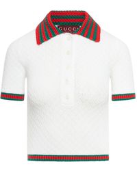 Gucci - Lace And Cotton Polo Shirt - Lyst