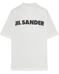 Jil Sander - T-shirt in cotone con logo - Lyst