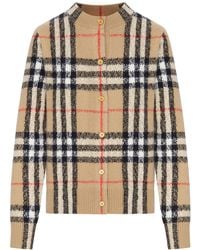 Burberry - Check Knit Cardigan With Buttons - Lyst