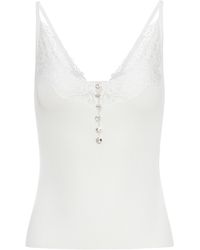 Self-Portrait Viscose Top With Lace Inserts in White | Lyst UK