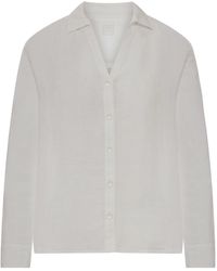 120% Lino - Linen Shirt With Collar And V-Neck - Lyst