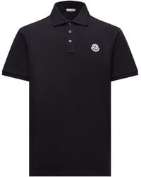 Moncler - Cotton Piquet Polo Shirt With Logo Patch - Lyst
