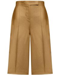 Max Mara - Kaki Linen Bermuda Shorts - Lyst