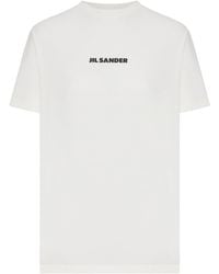 Jil Sander - Crew Neck Cotton T-Shirt With Logo - Lyst