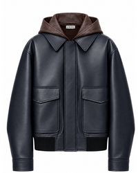 Loewe - Giacca in nappa di pelle di agnello con cappuccio a contrasto - Lyst