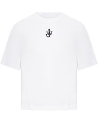 JW Anderson - Panelled Cropped T-shirt With Anchor Embroidery - Lyst