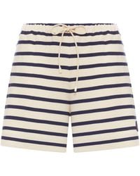 Moncler - Striped Shorts With Drawstring And Logo - Lyst