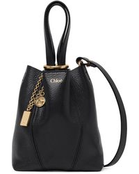 Chloé - Tote bag piccola chloÉ spin in pelle granata - Lyst