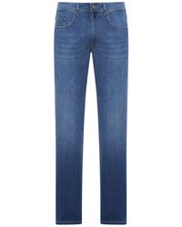 Incotex - Slim Fit Medium Wash Cotton Denim Jeans - Lyst
