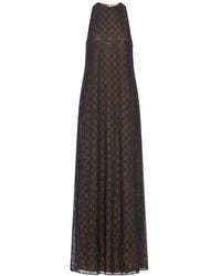 Gucci - Silk Georgette Dress With "Gg" Monogram - Lyst