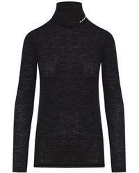 Jil Sander - High Neck Long Sleeve T-shirt With Printed Logo On Neck - Lyst