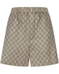 Gucci - Printed Silk Twill Shorts - Lyst