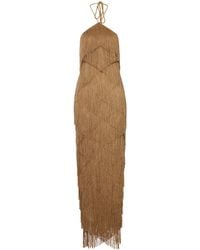 Bless - Long Halter Dress With Fringes - Lyst