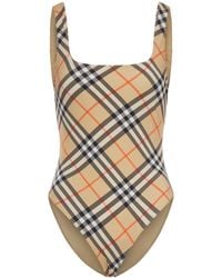 Burberry - Check Swimsuit - Lyst