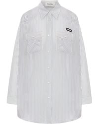 Miu Miu - Camicia a righe in popeline - Lyst