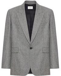 Saint Laurent - Prince Of Wales Wool Flannel Jacket - Lyst