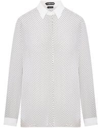 Tom Ford - Silk Crêpe De Chine Shirt With Diamond Print - Lyst