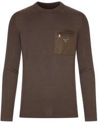 Prada - Wool Sweater With Re-Nylon Pocket - Lyst