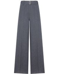 Lardini - Tailored Pinstripe Linen Palazzo Trousers With Belt - Lyst
