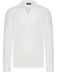 Nome G - Long-Sleeved Linen Polo Shirt - Lyst
