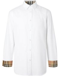 Burberry Camicia slim fit in popeline di cotone elasticizzato - Bianco