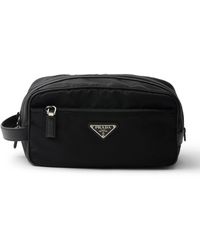 Prada - Travel Pouch In Re-nylon And Saffiano - Lyst