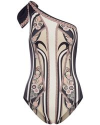 La DoubleJ - One-Shoulder Swimsuit With Ornamental Print - Lyst