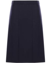 Prada - Gonna midi in lana - Lyst